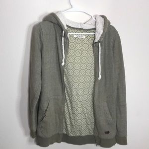 Olive green zip up Roxy hoodie